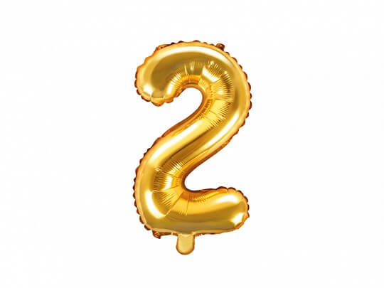 Ballon anniversaire chiffre 2 Or 35cm 