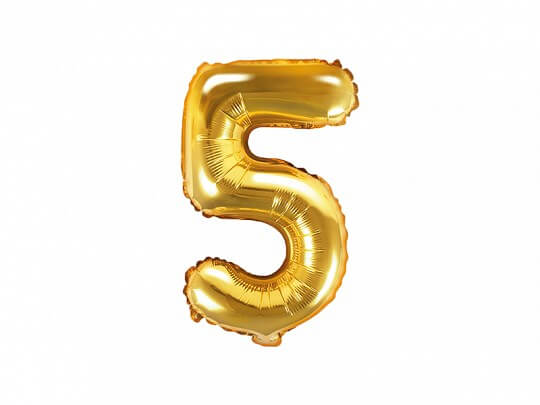 Ballon anniversaire chiffre 5 Or 35cm 