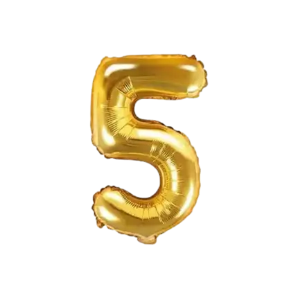 Ballon anniversaire chiffre 5 Or 35cm 