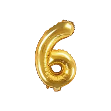 Ballon Anniversaire Chiffre 6 Or 35cm 