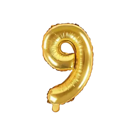 Ballon anniversaire chiffre 9 Or 35cm 