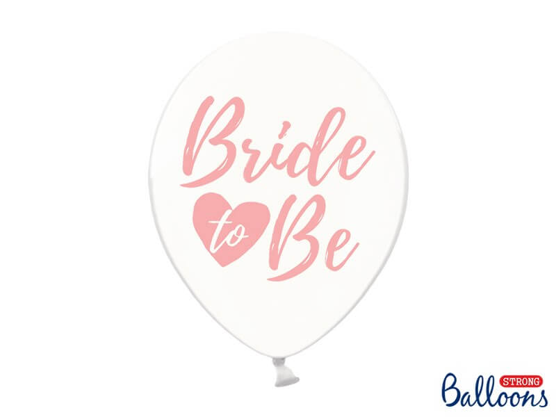 6 Ballons transparents avec inscription BRIDE TO BE rose 