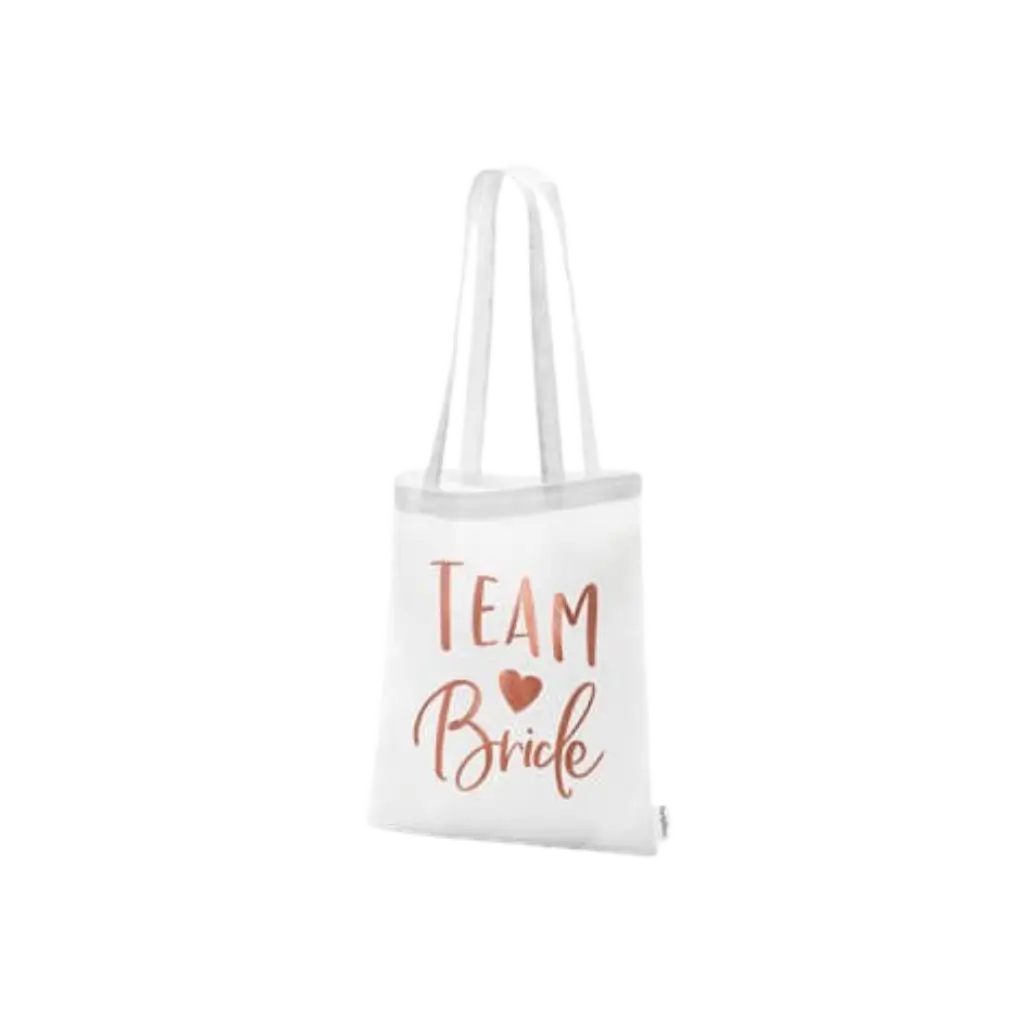 Sac en coton avec inscription TEAM BRIDE rose gold