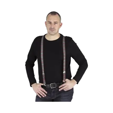 Bretelles Tarzan Marron Quadrillé Noir 