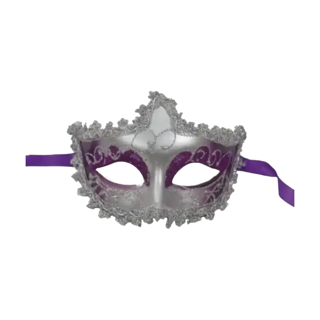 Masque Vénitien Violet Avec Contour Argent 