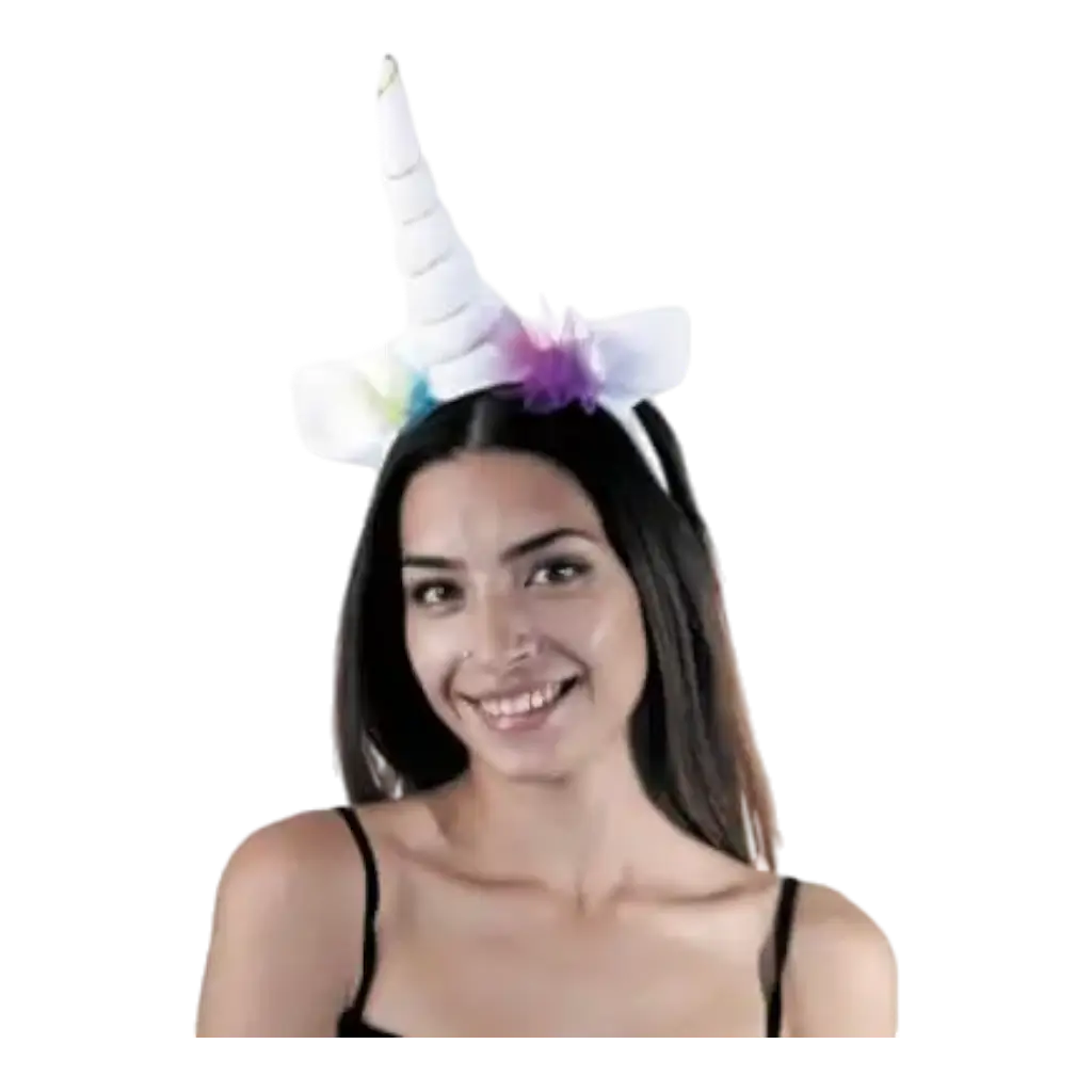 Serre Tête Licorne Blanc Avec Tulle Multicolore