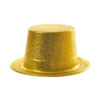 Chapeau Haut de Forme Paillette Or