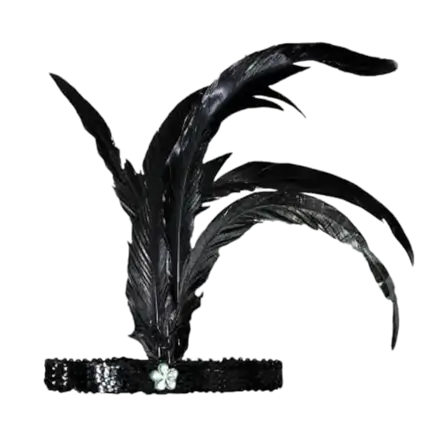 Bandeau Charleston Noir Avec Plumes 