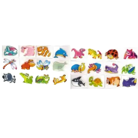 Lot de 6 Stickers Animaux 3D