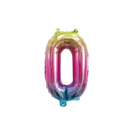 Ballon anniversaire chiffre 0 Rainbow 36cm