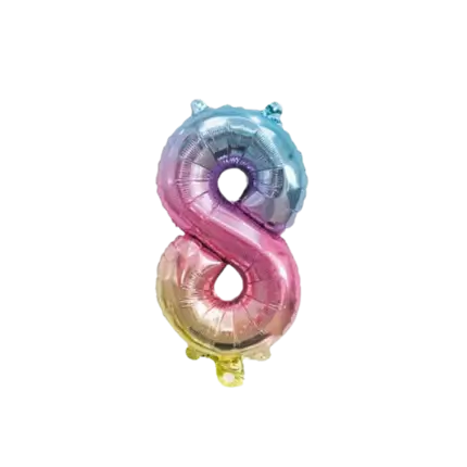 Ballon anniversaire chiffre 8 Rainbow 36cm