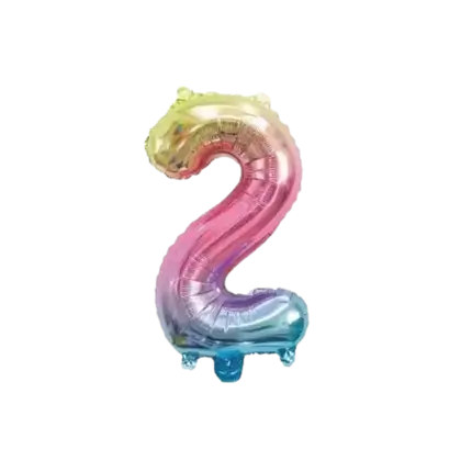Ballon anniversaire chiffre 2 Rainbow 36cm