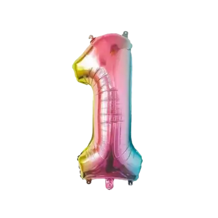 Ballon Anniversaire Chiffre 1 Rainbow 86cm
