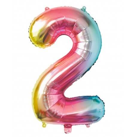 Palloncino anniversario numero 7 Arcobaleno 86cm - Sparklers Club