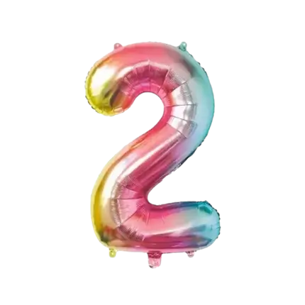 Ballon anniversaire chiffre 2 Rainbow 86cm