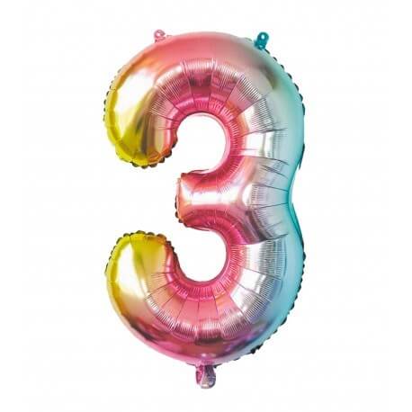 Ballon Anniversaire Chiffre 3 Rainbow 86cm Ballons Chiffres Rainbow Sur Sparklers Club