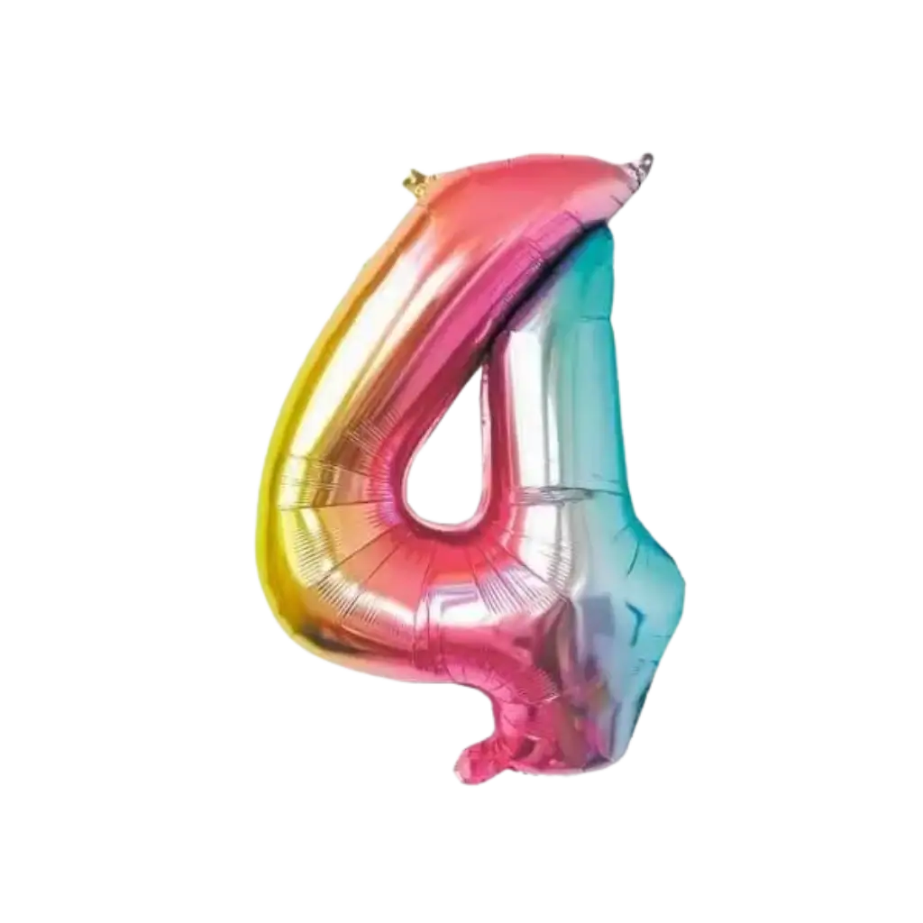 Ballon anniversaire chiffre 4 Rainbow 86cm