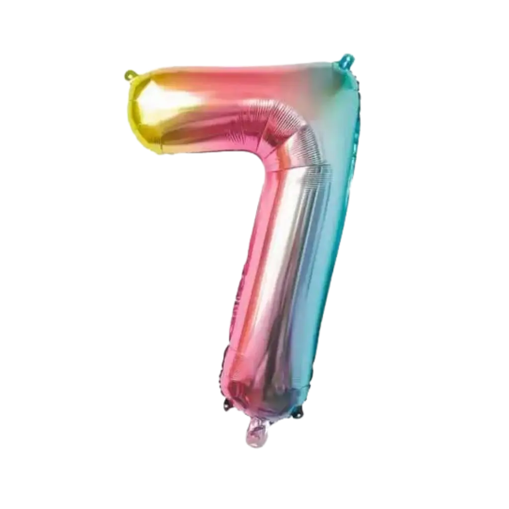 Ballon anniversaire chiffre 7 Rainbow 86cm