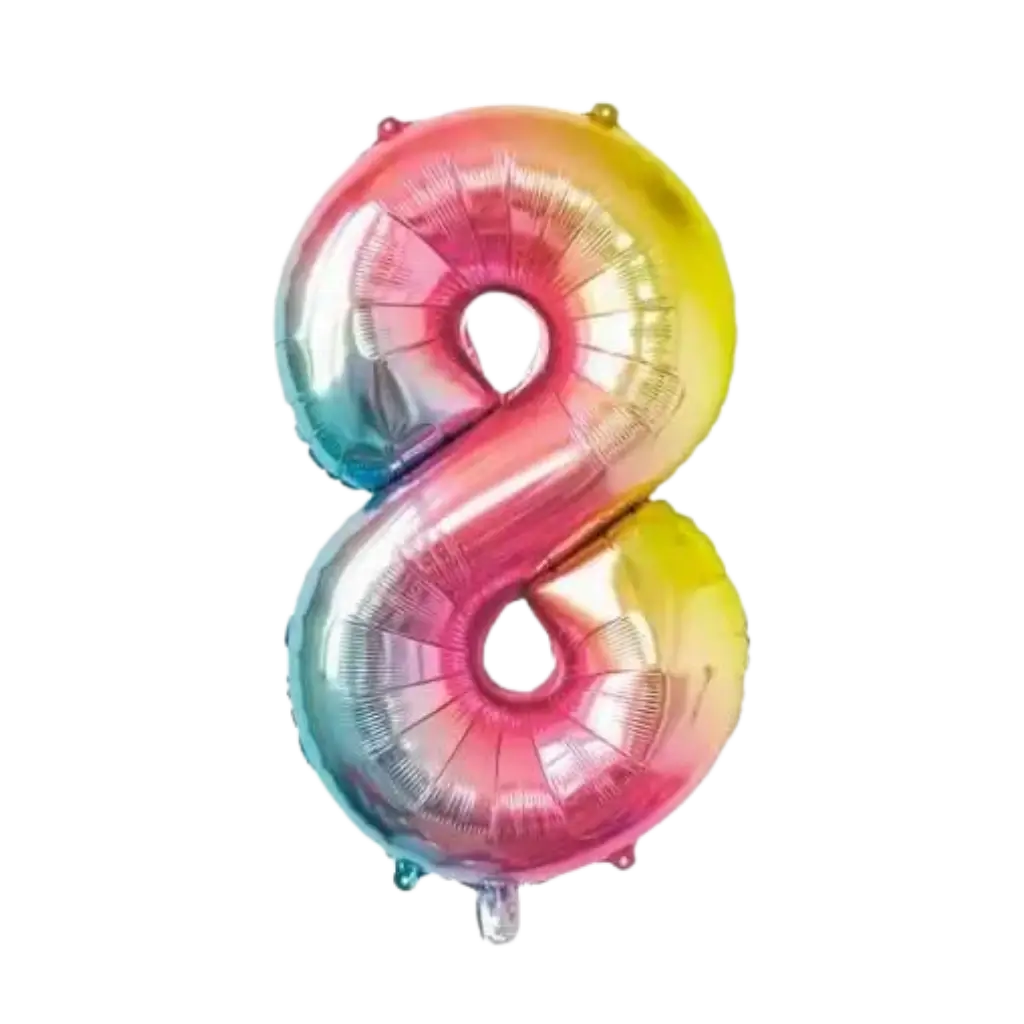 Ballon anniversaire chiffre 8 Rainbow 86cm