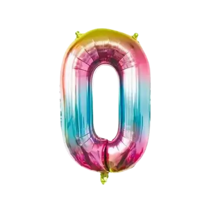 Ballon anniversaire chiffre 0 Rainbow 86cm