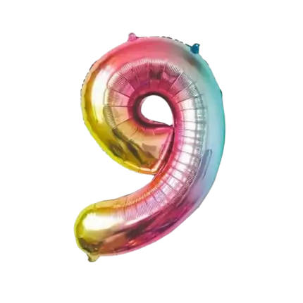 Ballon anniversaire chiffre 9 Rainbow 86cm