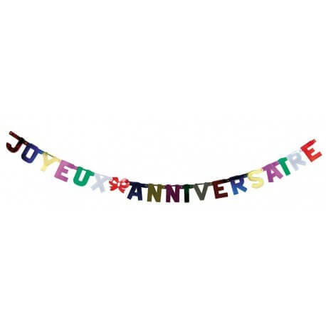 GUIRLANDE LETTRES MÉTALLIQUE 6M JOYEUX ANNIVERSAIRE MULTICOLORE