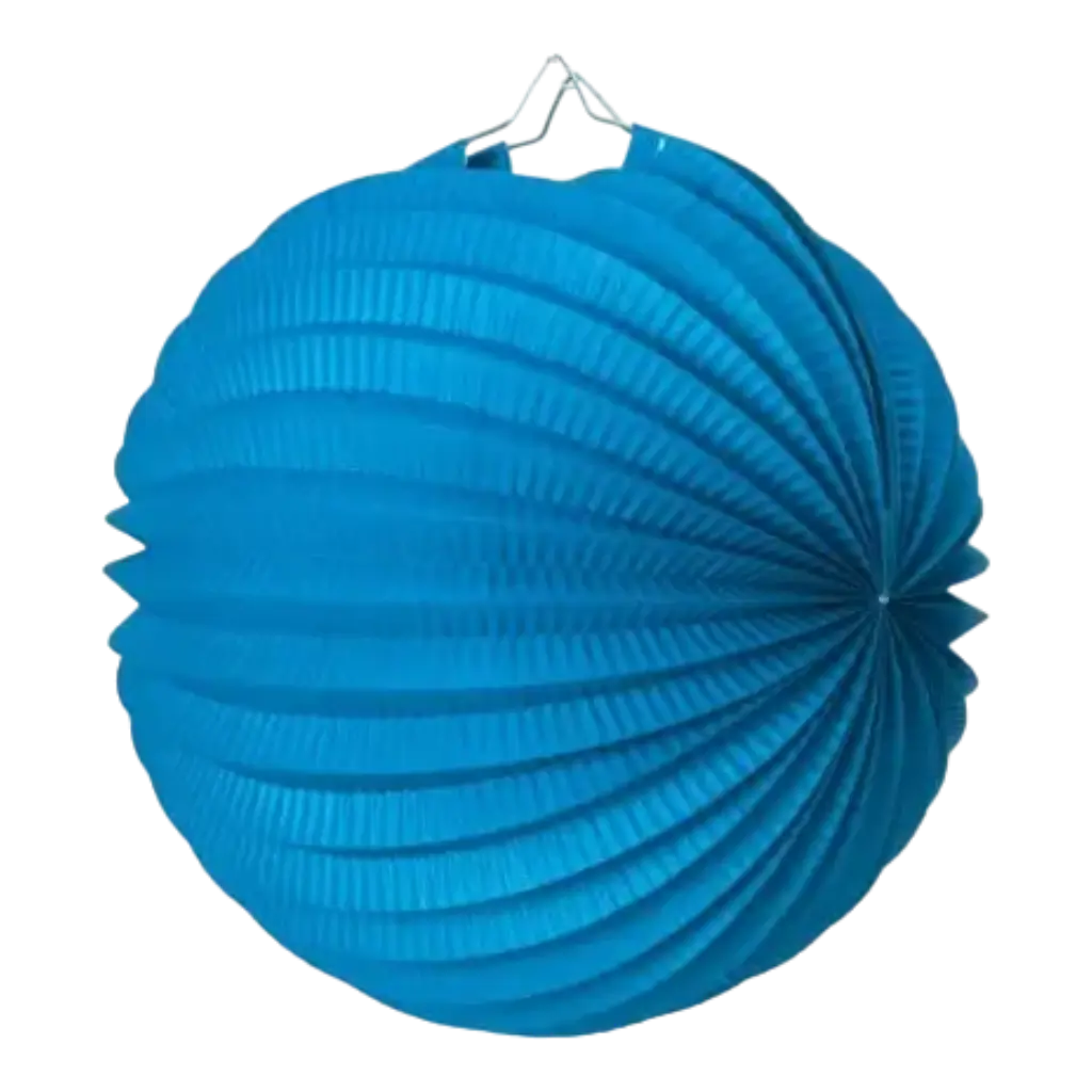 Lampion boule de papier rond bleu 30cm 