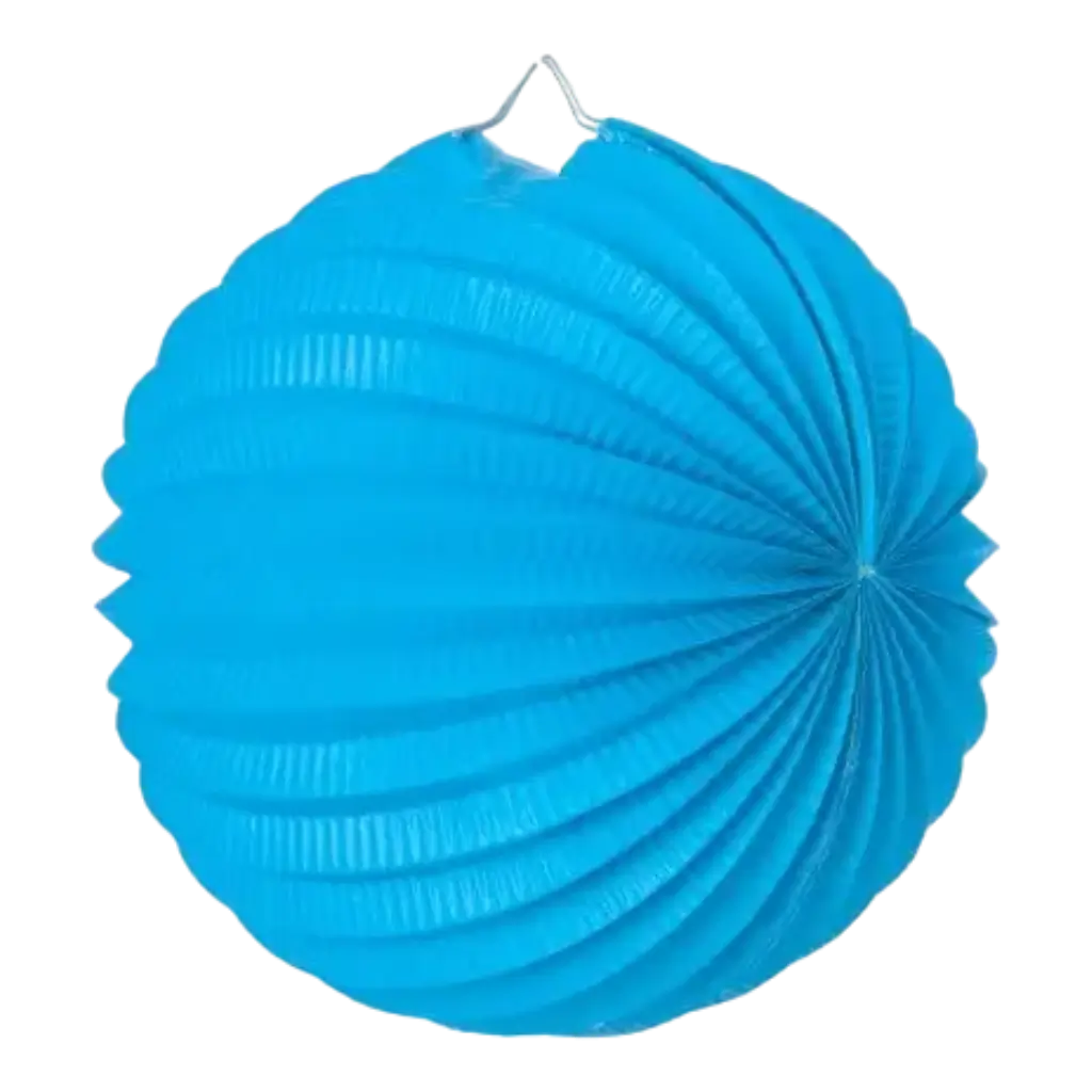 Lampion boule de papier rond bleu clair 30cm 