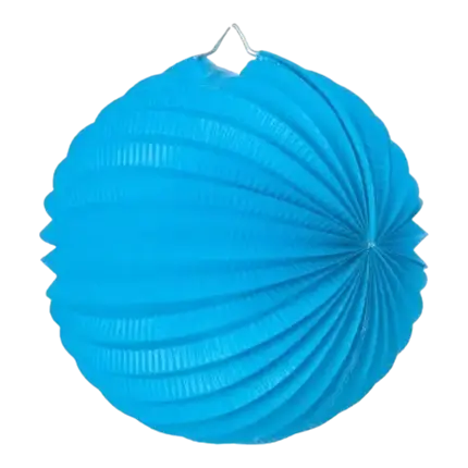 Lampion boule de papier rond bleu clair 20cm