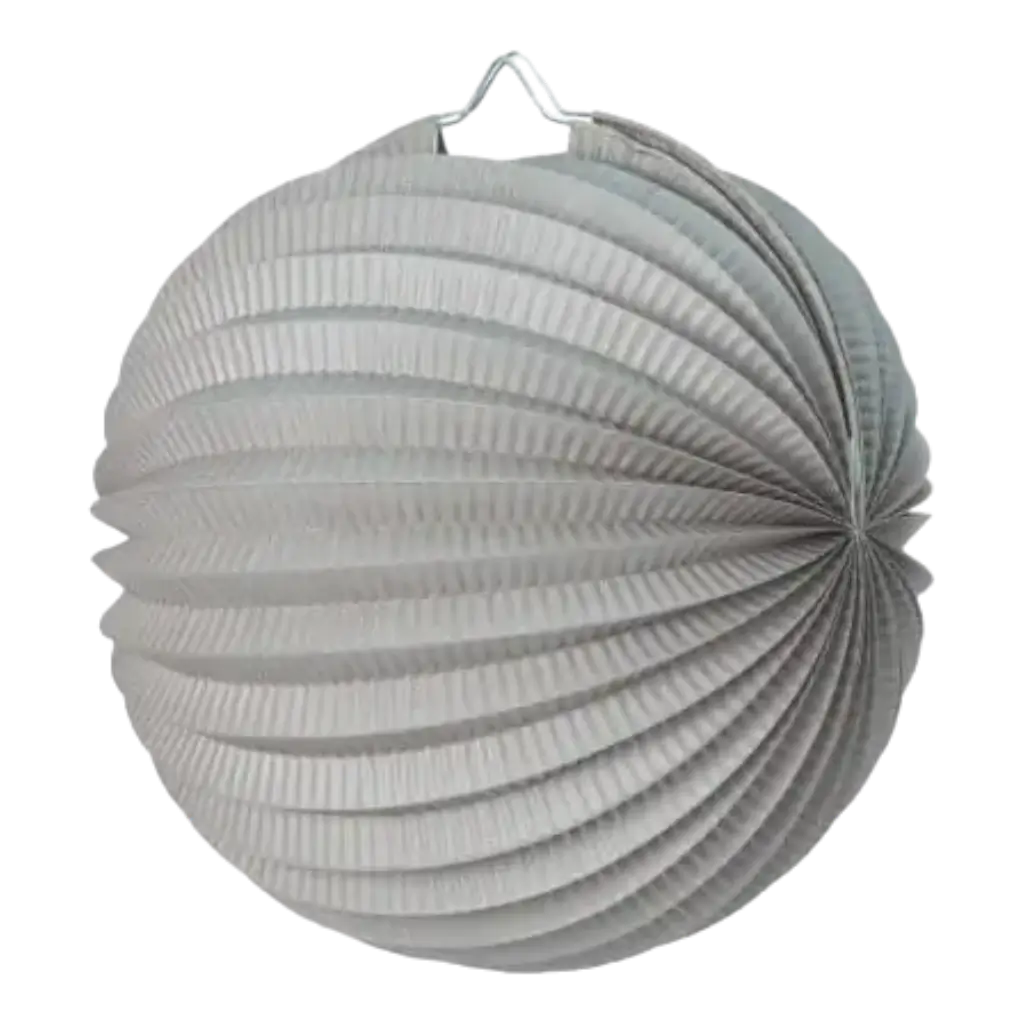 Lampion boule de papier rond gris 20cm 