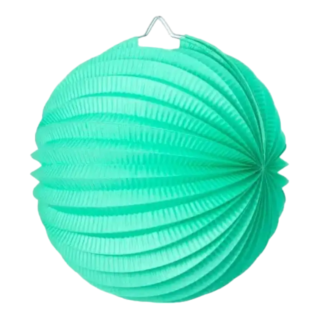 Lampion boule de papier rond vert céladon 20cm 