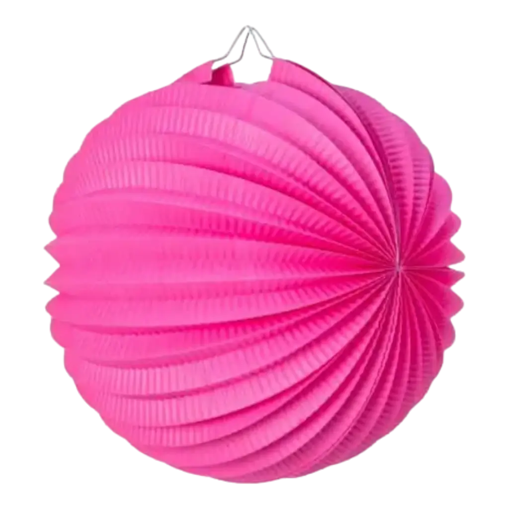 Lampion boule de papier rond rose fuchsia 30cm 