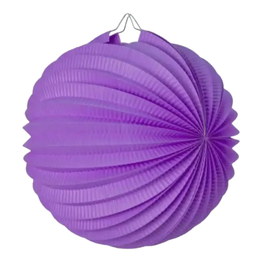 Lampion boule de papier rond violet 30cm 