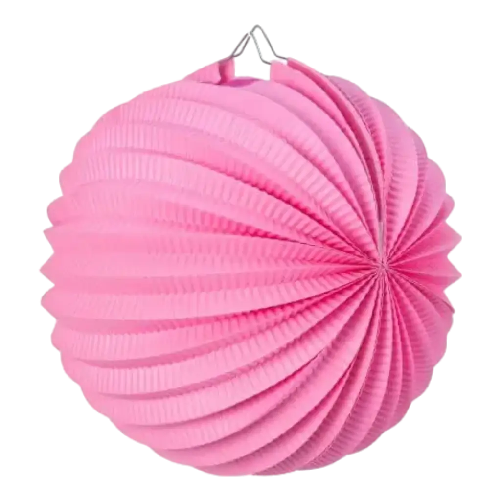 Lampion boule de papier rond rose clair 20cm 