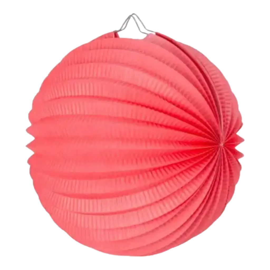 Lampion boule de papier rond corail 30cm 