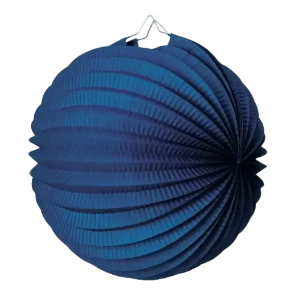 Lampion boule de papier rond bleu marine 30cm 