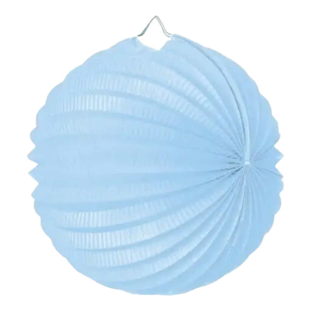 Lampion boule de papier rond bleu tendre 20cm 