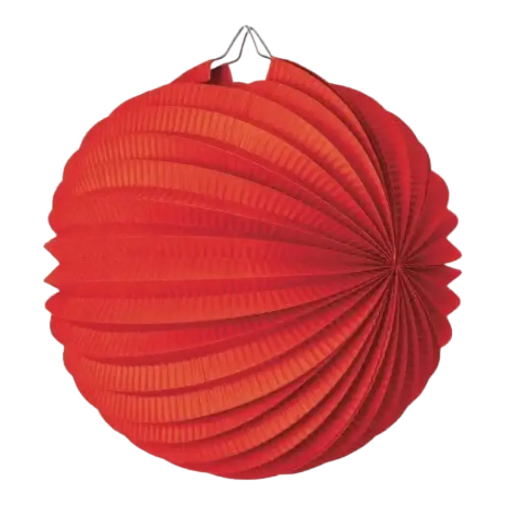 Lampion boule de papier rond rouge 30cm 