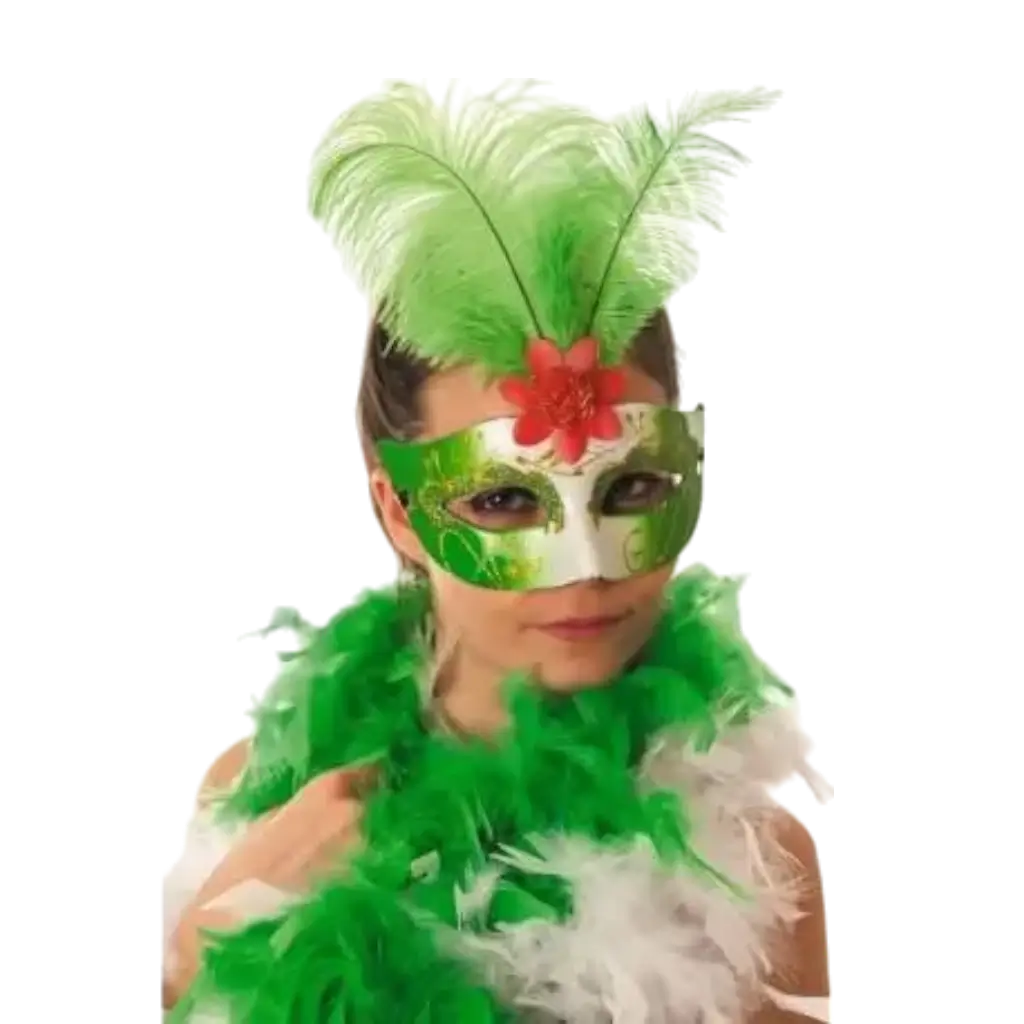 Masque Vénitien Avec Plume Vert