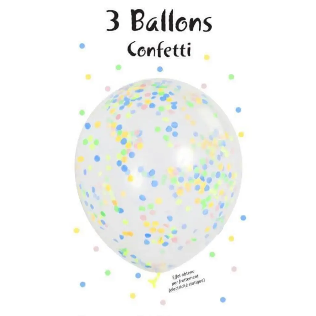 Lot de 3 Ballons Confettis pastel