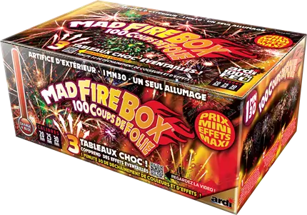 Feu d&#39;Artifice ARDI® 100% FEU - MAD FIRE BOX® - 100 Tirs - 1 min 30