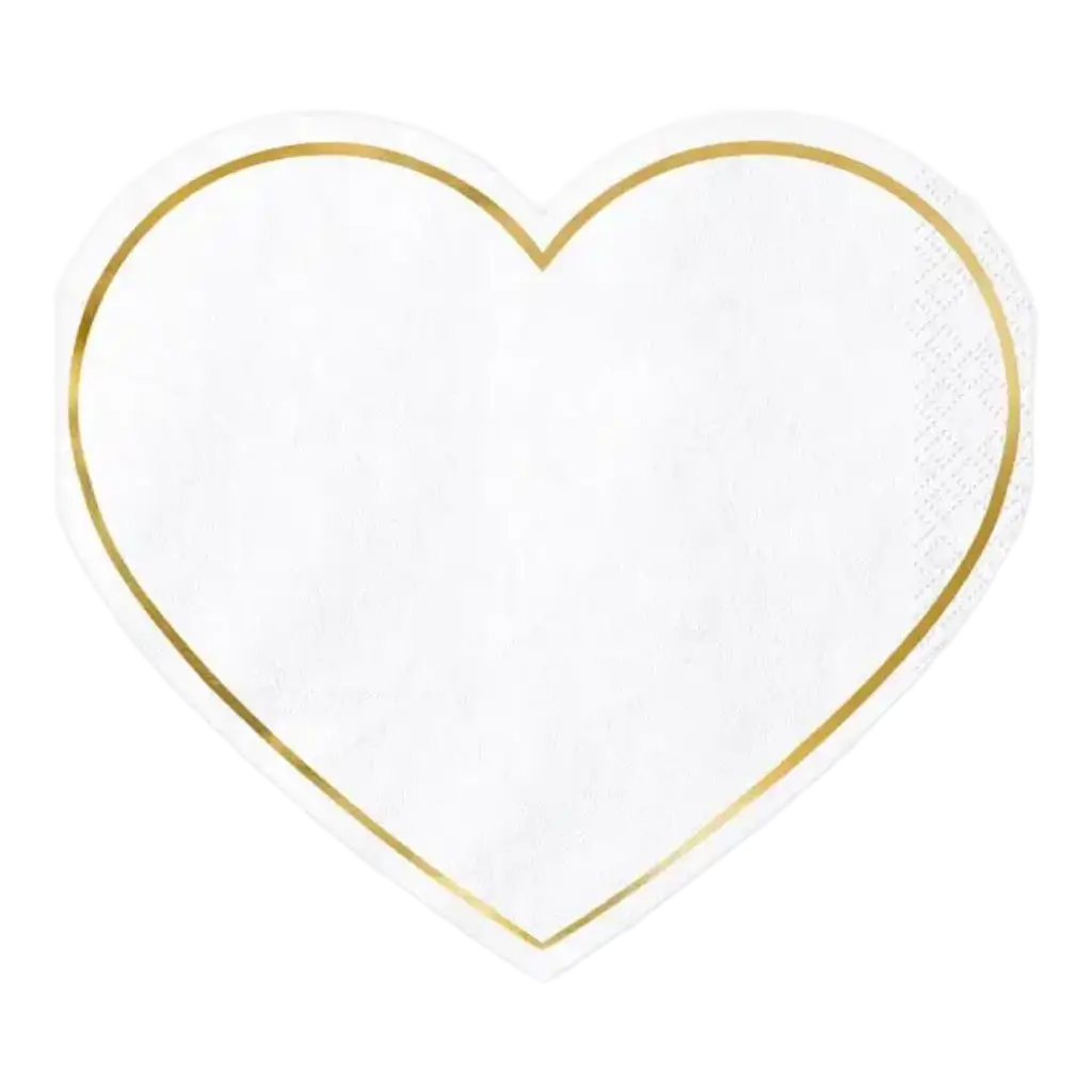 Serviette en papier forme coeur contour or : serviette papier sur