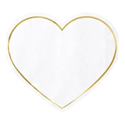 Serviette en papier forme coeur contour or 