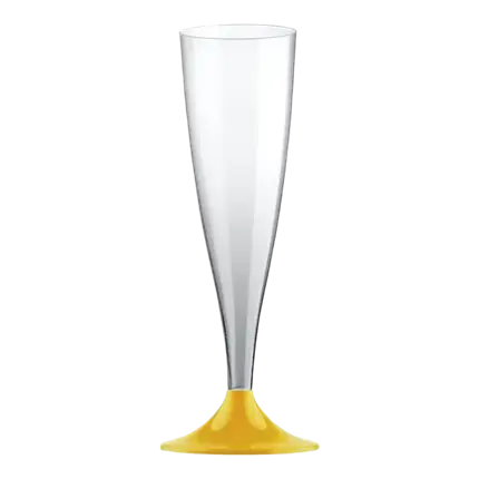 Flûte à champagne 14cl en plastique transp./Or - Lot de 20
