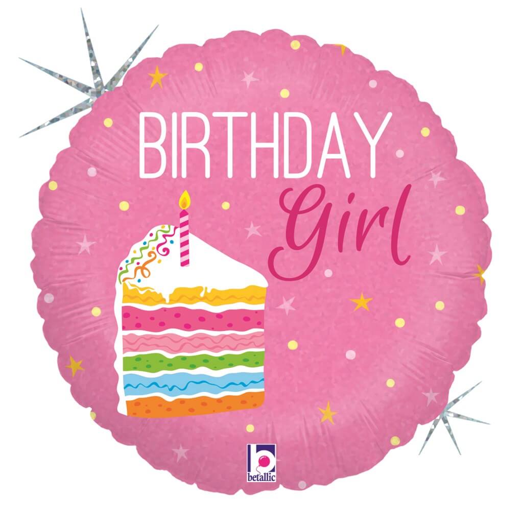 Ballon Birthday Girl rose ø45cm