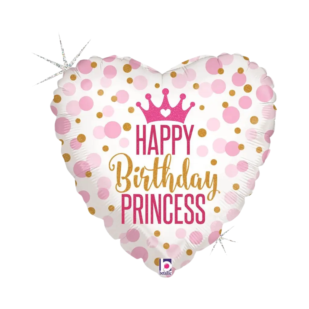 Ballon Coeur Birthday Princess Rose 45cm