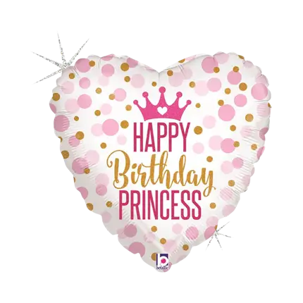 Ballon Coeur Birthday Princess Rose 45cm