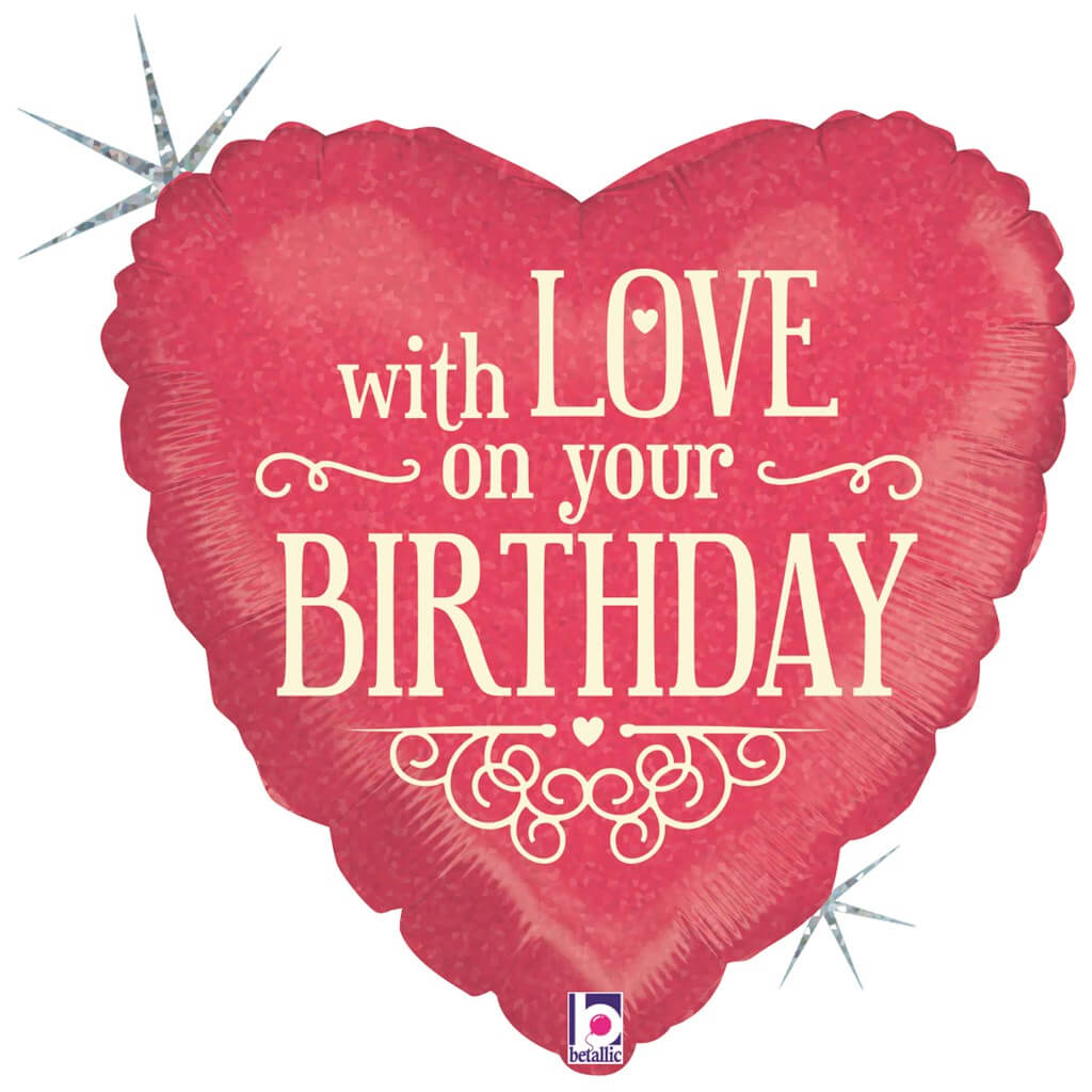 Ballon Coeur With Love on Your Birthday 45cm