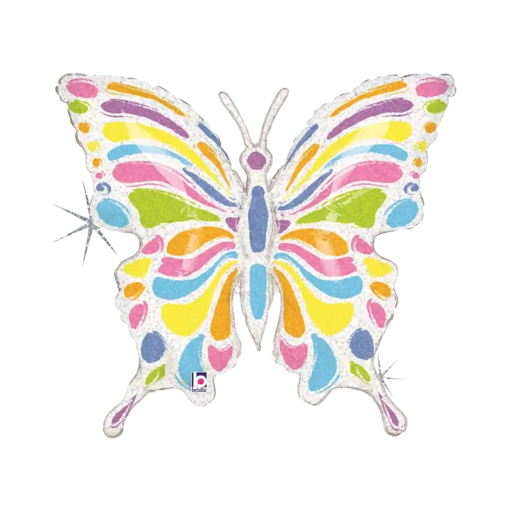 Ballon Papillon Pastel Holographique Multicolore 84cm