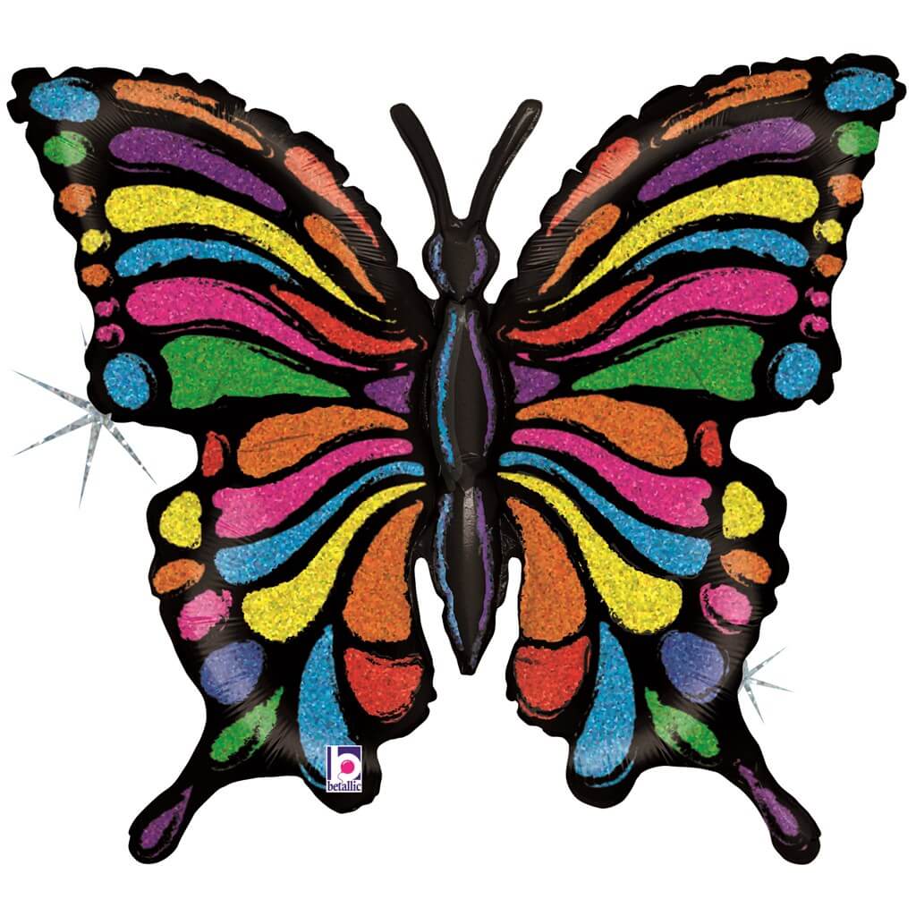 Ballon Papillon Rainbow Holographique 84cm 